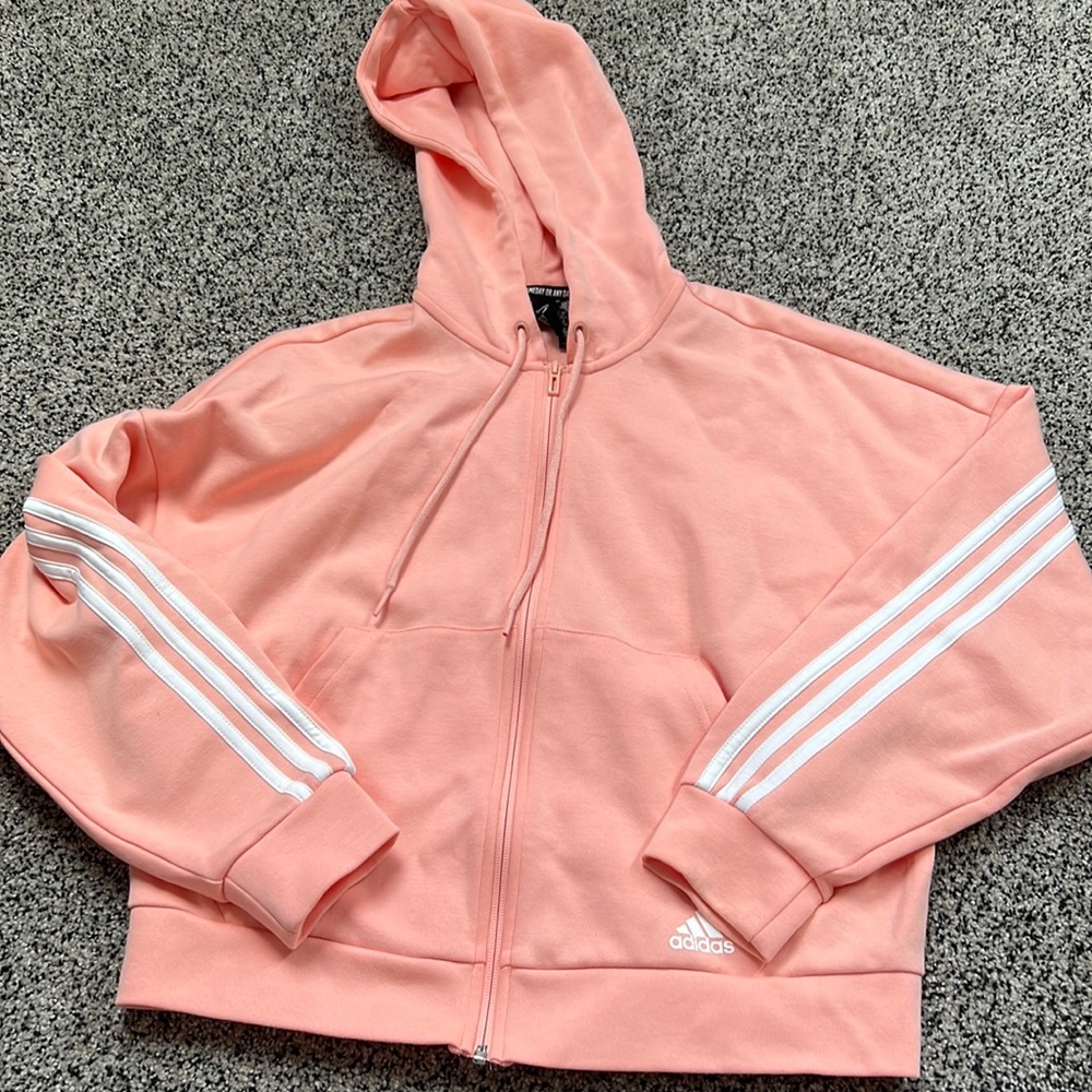 Adidas coral/pink zip up hoodie